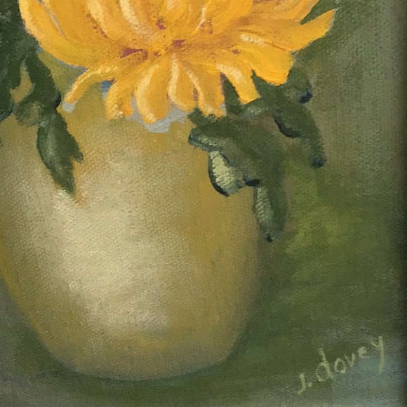 Vintage floral framed dinged oil painting. - Picture 3 of 11